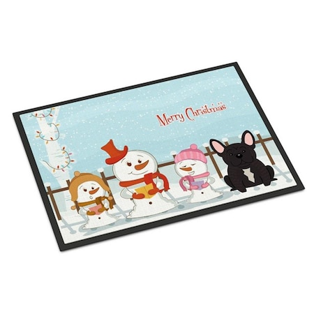 Carolines Treasures Merry Christmas Carolers French Bulldog Brindle Indoor or Outdoor Mat, 18 x 0.25 x 27 in. CA65411